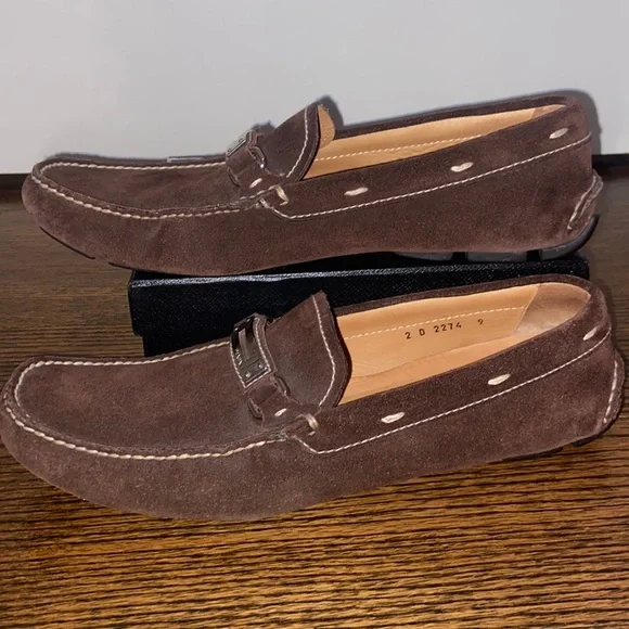 AUTHENTIC Prada Mens brown suede driving shoes with silver buckle. PRADA Casual Shoes for Men for sale | eBay main image 4